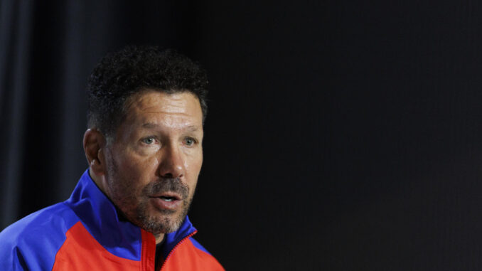 Simeone, durante la rueda de prensa de este sábado. EFE/Sergio Perez
