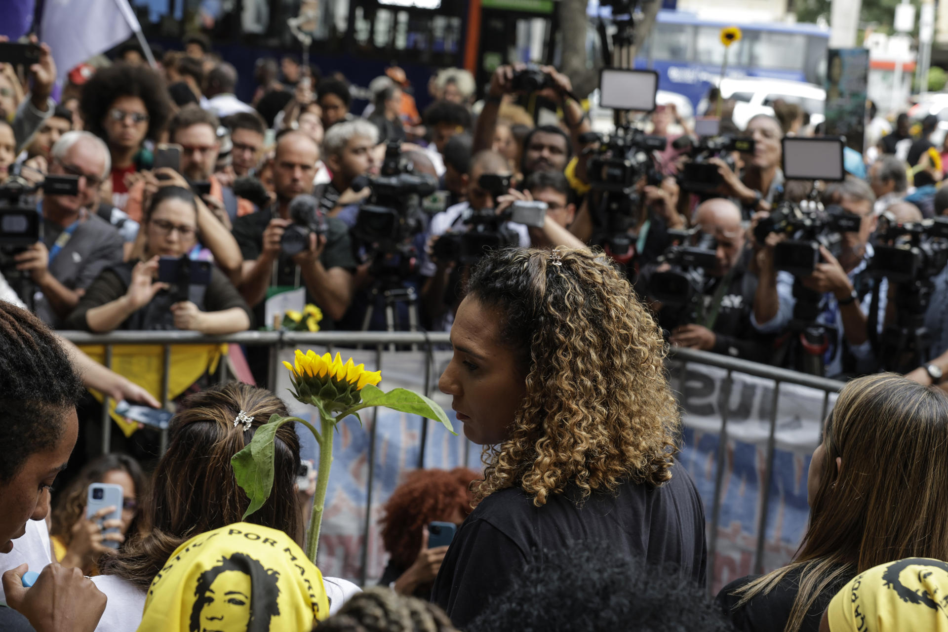 Anielle Franco, hermana de Marielle Franco, asiste al juicio por el asesinato de la concejala este miércoles, en Río de Janeiro (Brasil). EFE/ Antonio Lacerda
