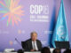 El secretario general de la ONU, António Guterres habla durante una rueda de prensa este miércoles en Cali (Colombia), donde se celebra la Conferencia de las Naciones Unidas sobre Biodiversidad (COP16). EFE/ Ernesto Guzmán Jr.