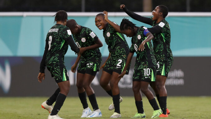 Jugadoras de Nigeria celebran un gol este sábado, en un partido del grupo A de la Copa Mundial Femenina sub-17. EFE/ Diana Sánchez
