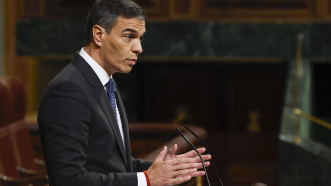 El jefe del Ejecutivo, Pedro Sánchez, este miércoles en el Congreso. EFE/ J.J.Guillen
