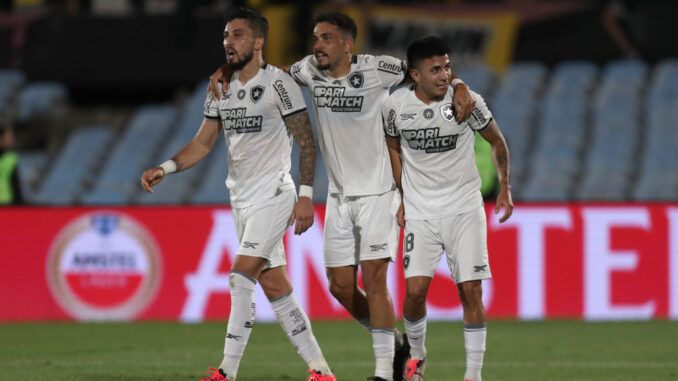 Jugadores de Botafogo celebran al término de un partido de las semifinales de la Copa Libertadores. EFE/ Sofia Torres
