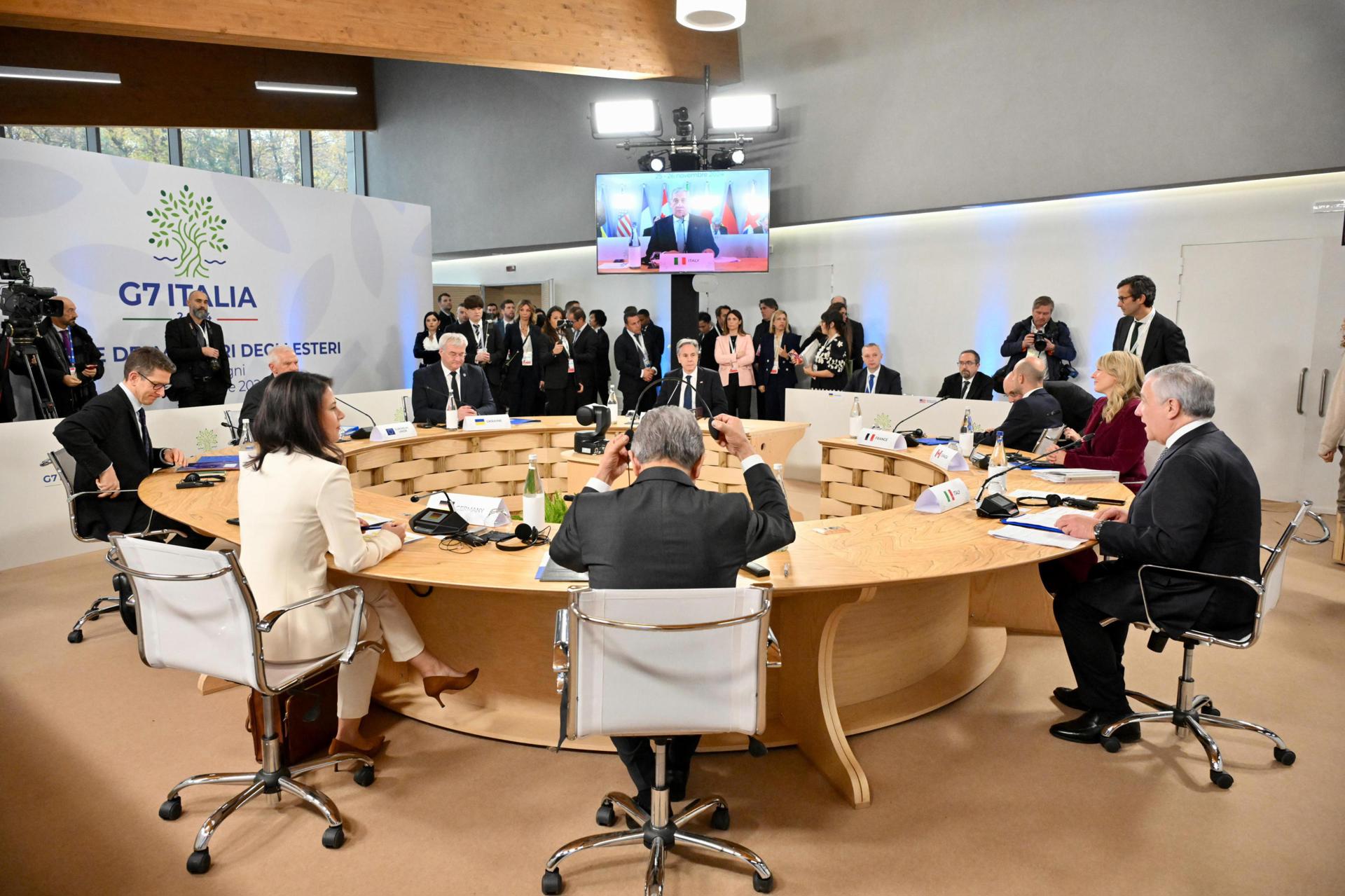 Una vista general durante la reunión de trabajo durante la reunión de ministros de Relaciones Exteriores del G7 en Fiuggi, Italia, el 26 de noviembre de 2024. (Italia) EFE/EPA/ALESSANDRO DI MEO
