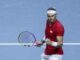 El tenista español Rafa Nadal ante el neerlandés Botic Van de Zandschulp durante el primer partido de los cuartos de final entre los equipos de España y Países Bajos, este martes en el Palacio de los Deportes José María Martín Carpena de Málaga (Andalucía). EFE/ Daniel Pérez