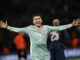 Angel Correa celebra el gol del triunfo durante el partido de la UEFA Champions League entre Paris Saint-Germain y Atletico Madrid, en París, Francia. EFE/EPA/MOHAMMED BADRA