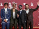 Fotografía del 14 de noviembre del 2024 de los integrantes de la banda venezolana Rawayana durante la entrega de los Premios Latin Grammy en el Kaseya Center de Miami, Florida (Estados Unidos). EFE/Eva Marie Uzcátegui