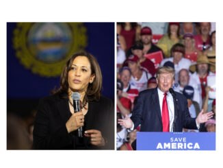 Combo de fotografías de archivo que muestra a la vicepresidenta de EE.UU. Kamala Harris (i) y al expresidente y candidato republicano Donald Trump. EFE/ARCHIVO