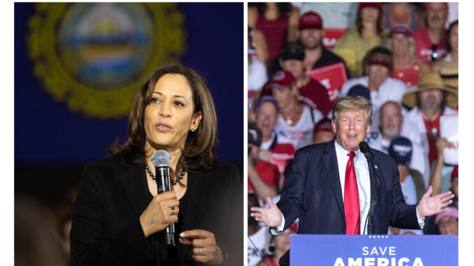 Combo de fotografías de archivo que muestra a la vicepresidenta de EE.UU. Kamala Harris (i) y al expresidente y candidato republicano Donald Trump. EFE/ARCHIVO
