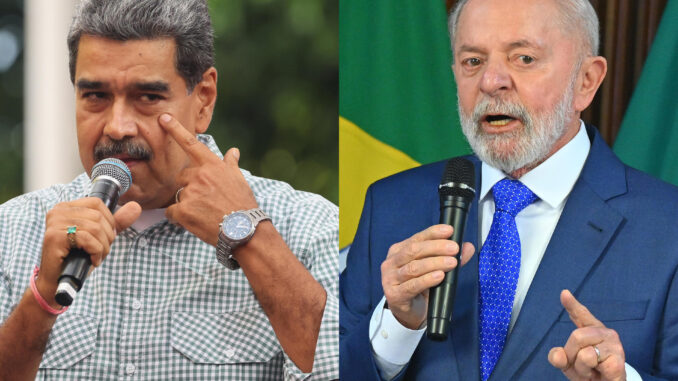 Combo de fotografías donde se observa al presidente de Venezuela, Nicolas Maduro (i) y al presidente de Brasil, Luiz Inácio Lula da Silva. EFE / Miguel Gutierrez / André Borges
