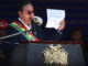 El presidente de Bolivia, Luis Arce, habla durante la presentación de un informe de gestión este viernes en La Paz (Bolivia).EFE/ Luis Gandarillas