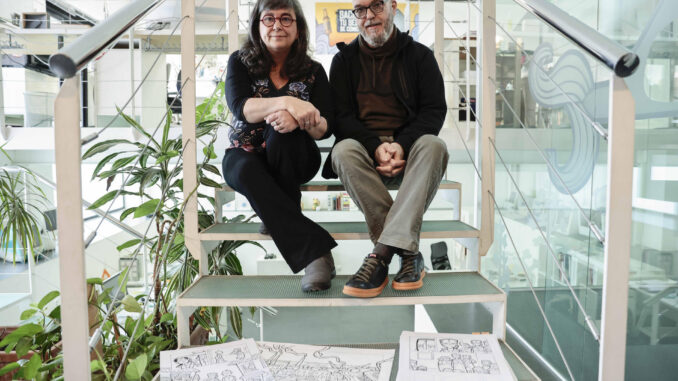 Imagen de archivo de Cristina Durán y Miguel Ángel Giner Bou, ganadores en 2019 del Premio Nacional de Cómic. EFE/ Ana Escobar
