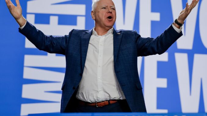 Fotografía de Tim Walz, aspirante vicepresidencial demócrata en Estados Unidos. EFE/Erik S, Lesser
