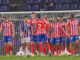 Los jugadores del Atlético de Madrid celebran uno de los goles de su equipo, durante el partido de LaLiga que Real Valladolid y Atlético de Madrid han disputado este sábado en el estadio José Zorrilla. EFE/R. García