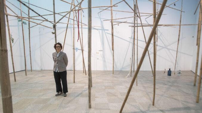 El Museo de Arte Contemporánea de Vigo (MARCO) ha presentado este miércoles la exposición de la germano-portuguesa Susanne S.D. Themlitz (en la imagen), 'A linguaxe das cousas mudas' (El lenguaje de las cosas mudas), que supondrá "un antes y un después" en la carrera de la artista, según el director del recinto, Miguel Fernández-Cid. EFE/Salvador Sas
