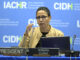 La presidenta de la Comisión Interamericana de Derechos Humanos (CIDH), Roberta Clark, habla durante una reunión este martes en Washington (EE.UU.). EFE/Lenin Nolly