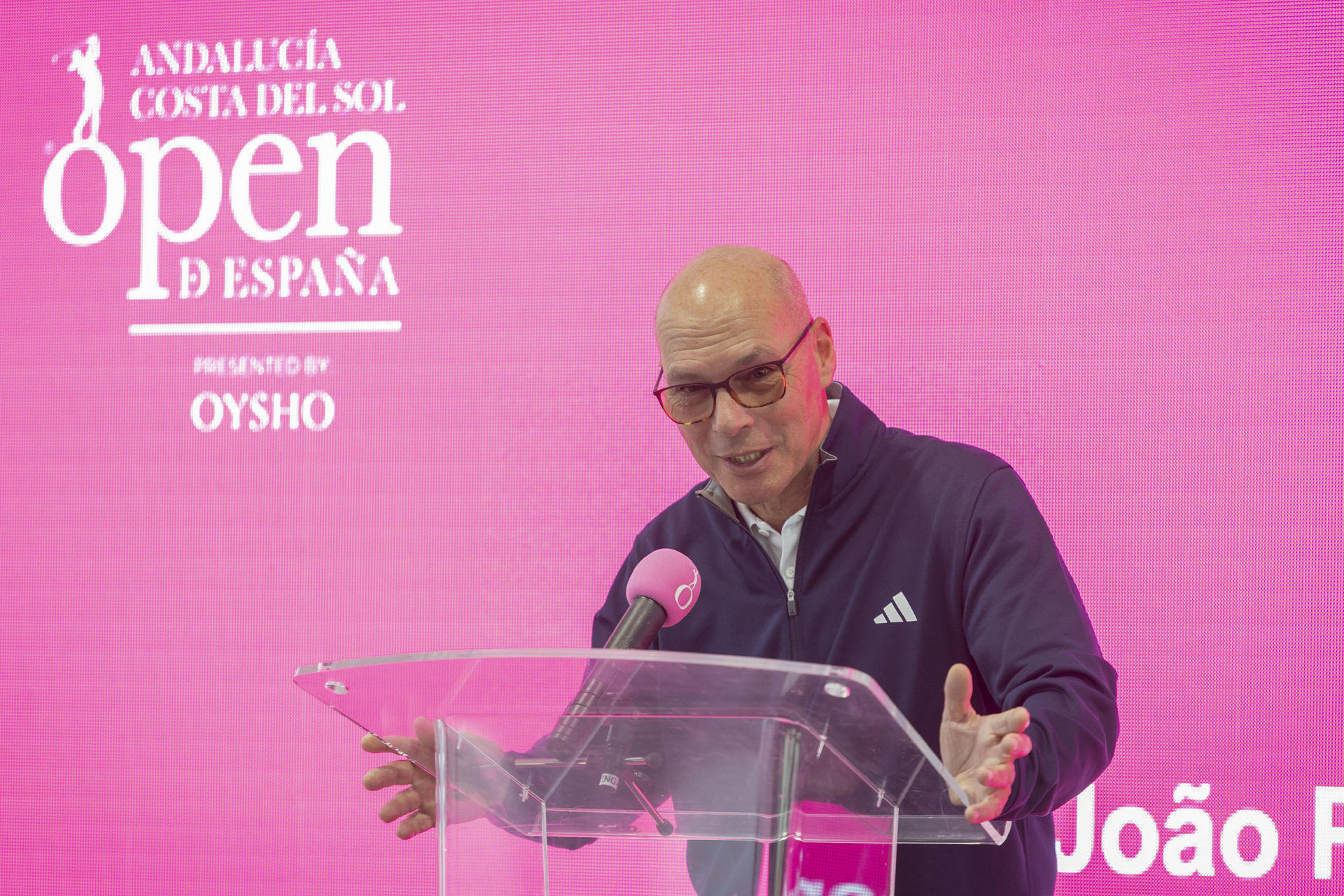 El director del torneo y representante del Ladies European Tour Joao Pinto durante la presentación del Open de España Andalucía Costa del Sol de golf que se disputará en el campo del Real Guadalhorce Club de Golf, del 28 de noviembre al 1 de diciembre. Será la última prueba del Ladies European Tour y reunirá a las 64 mejores jugadoras del ranking más 11 invitadas . EFE/Álvaro Cabrera
