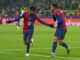 Ferran Torres celebra uno de sus goles durante el partido de la UEFA Champions League que han jugado Borussia Dortmund y FC Barcelona en Dortmund, Alemania. EFE/EPA/FRIEDEMANN VOGEL