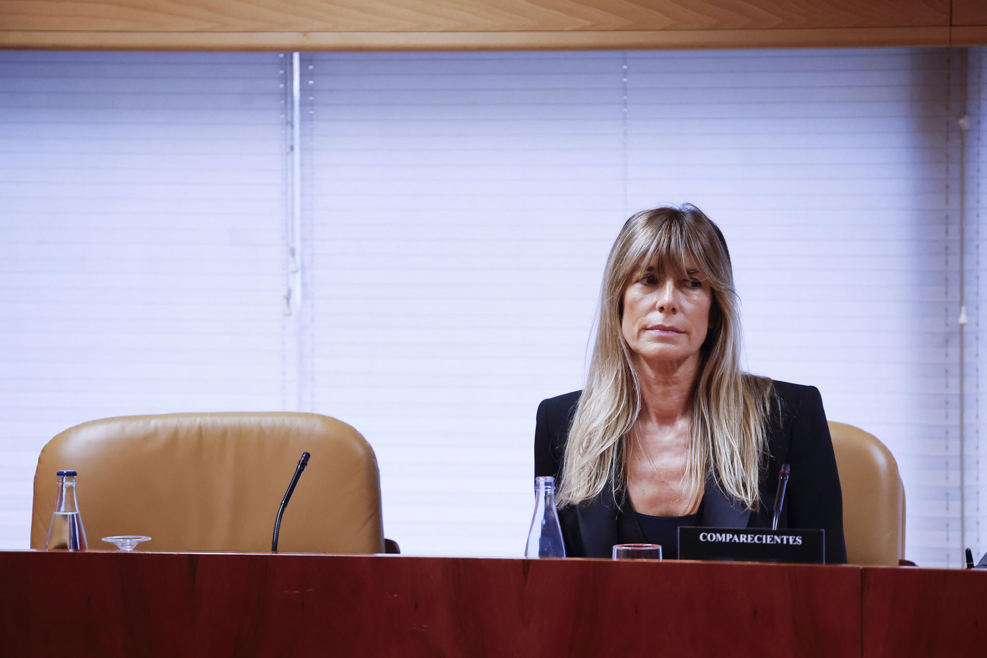 Imagen de Begoña Gómez, esposa del presidente del Gobierno, Pedro Sánchez, durante su comparecencia, el 13 de noviembre, en la primera sesión de la comisión de investigación impulsada por el PP en la Asamblea de Madrid. EFE/Javier Lizón
