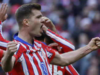 Sørloth celebra el gol al Getafe. EFE/Juanjo Martín