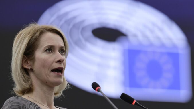 La alta representante comunitaria para Asuntos Exteriores y Seguridad, Kaja Kallas, en el pleno del Parlamento Europeo, el 17 de diciembre de 2024. EFE/EPA/RONALD WITTEK
