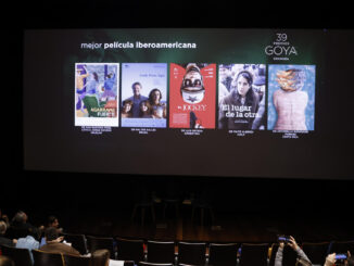 Acto en la Academia del Cine, este miércoles en Madrid en el que la actriz Natalia de Molina y el actor Álvaro Cervantes, en retransmisión desde Granada, dan a conocer los nominados y nominadas a la 39 edición de los Premios Goya. EFE/ Blanca Millez