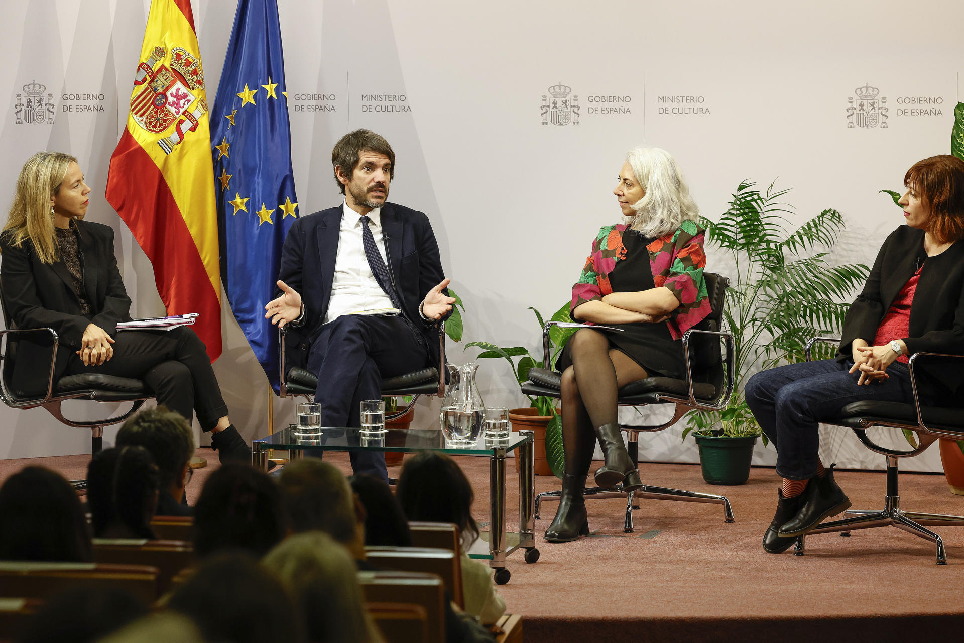 El ministro de Cultura, Ernest Urtasun, interviene en la presentación del Plan de Igualdad de género de la Cultura 2024-2026, este miércoles en Madrid. EFE/ J.P.Gandul
