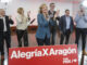 La ministra de Educación y portavoz del Gobierno, Pilar Alegría (3i), ha presentado formalmente este sábado su candidatura a la secretaría general del PSOE aragonés para sustituir a Javier Lambán con "ganas, ilusión, ambición" y un proyecto que "no excluye a nadie" y que persigue volver a ganar Aragón. EFE/JAVIER BELVER