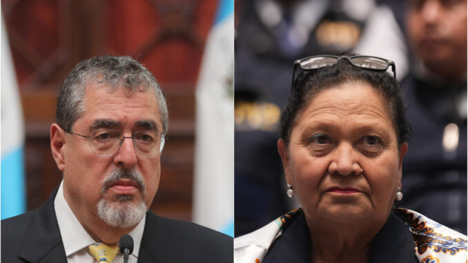 Combo de dos fotografías de archivo del presidente de Guatemala, Bernardo Arévalo de León, y la fiscal general y jefa del Ministerio Público (Fiscalía) de Guatemala, Consuelo Porras Argueta en Ciudad de Guatemala (Guatemala). La organización internacional Human Rights Watch (HRW) denunció este miércoles que el Ministerio Público (Fiscalía) de Guatemala está "impulsando investigaciones penales por motivos políticos" contra el Gobierno que preside Bernardo Arévalo de León. EFE/ Edwin Bercián/ /Oliver De Ros ARCHIVO
