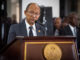 Fotografía de archivo del pasado 7 de octubre del nuevo presidente del Consejo de Transición (CPT) de Haití, Leslie Voltaire, durante una rueda de prensa en Puerto Príncipe (Haiti). EFE/ Johnson Sabin