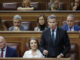 El líder del PP, Alberto Núñez Feijóo, durante su intervención en la sesión control al Gobierno que se celebra este miércoles en el Congreso. EFE/ Mariscal