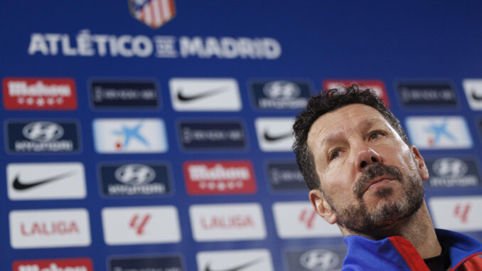 Simeone, durante la rueda de prensa. EFE/Sergio Pérez
