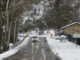 Vista de una calle nevada este lunes en La Vid de Gordon, en la provincia de León. EFE/J.Casares