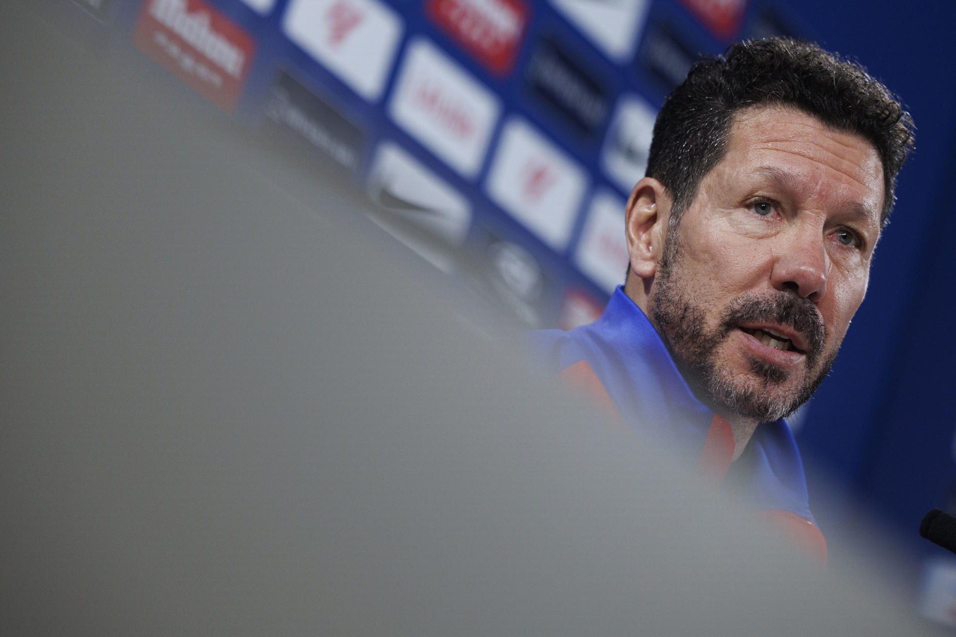 Simeone, durante la rueda de prensa. EFE/Sergio Pérez
