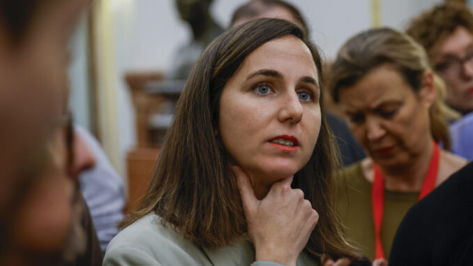 La portavoz de Podemos Ione Belarra durante la sesión de control al Gobierno este miércoles en el Congreso. EFE/ Mariscal
