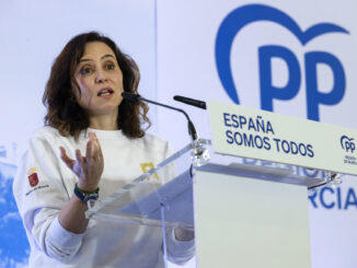 La presidenta de la Comunidad de Madrid Isabel Díaz Ayuso, este domingo, con motivo de la celebración del Año Jubilar en Caravaca de la Cruz, (Murcia). EFE/Marcial Guillén