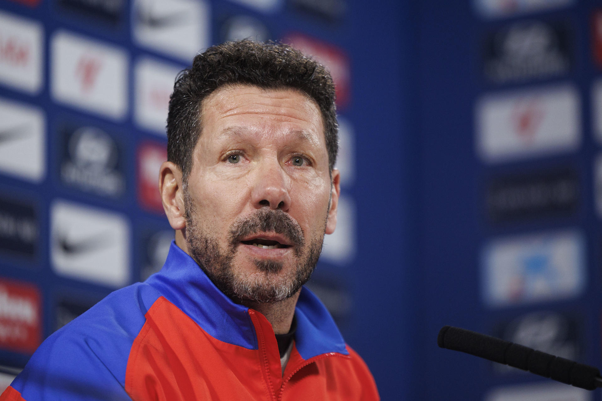 Simeone, durante la rueda de prensa. EFE/Sergio Pérez
