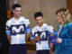 La ciclista colombiano Nairo Quintana (c) responde a una pregunta durante la presentación del equipo Movistar de ciclismo para la temporada 2025, este miércoles en Madrid. EFE/ Rodrigo Jiménez