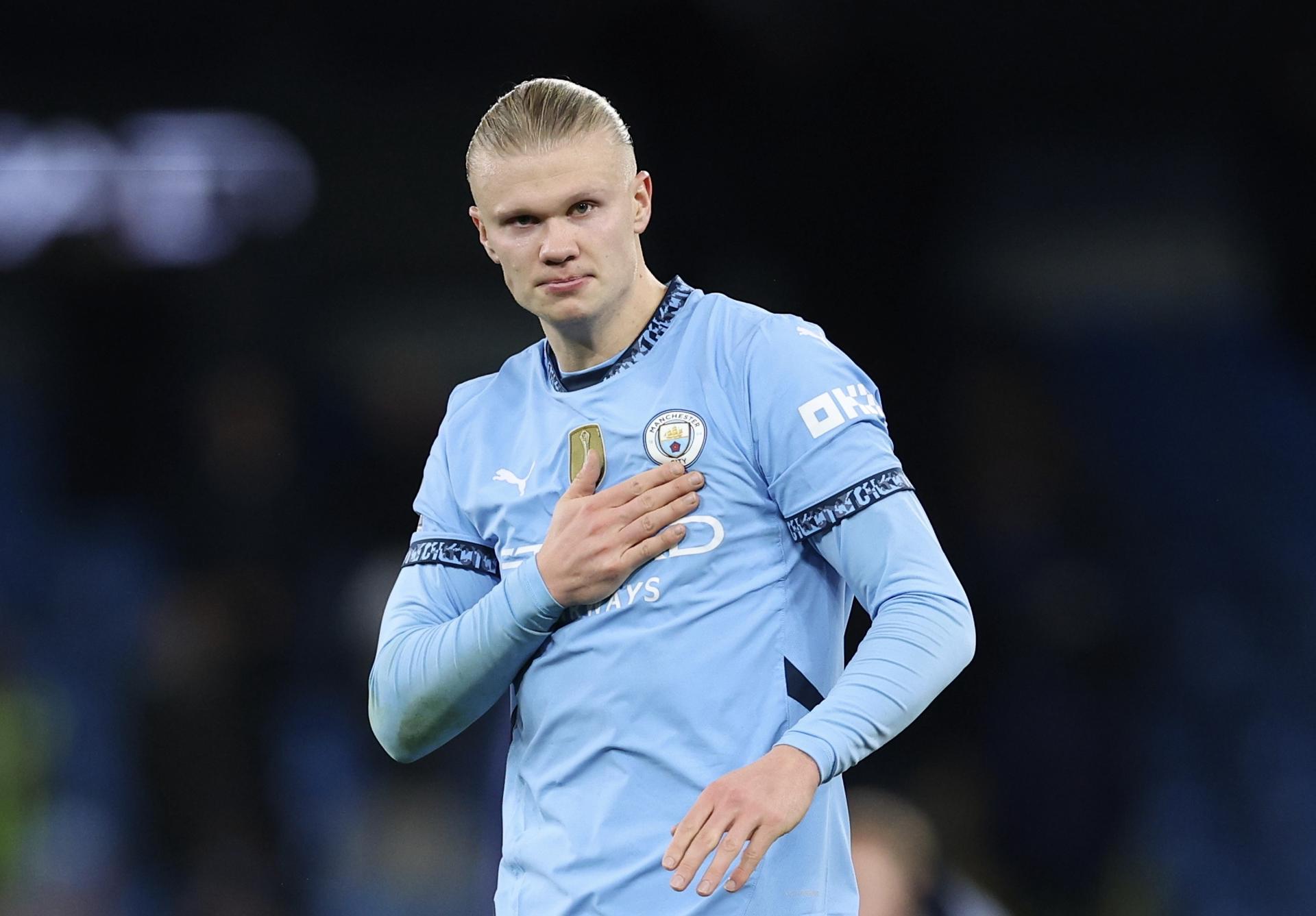 El jugador del Manchester City Erling Haaland durante el partido de la Premier League que han jugado Manchester City y Nottingham Forest, en Manchester,Reino Unido. EFE/EPA/ADAM VAUGHAN
