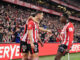 El delantero del Athletic Club Gorka Guruzeta celebra su gol, segundo del equipo vasco, durante el partido de la jornada 19 de LaLiga en el estadio de San Mamés, en Bilbao. EFE/Miguel Tona