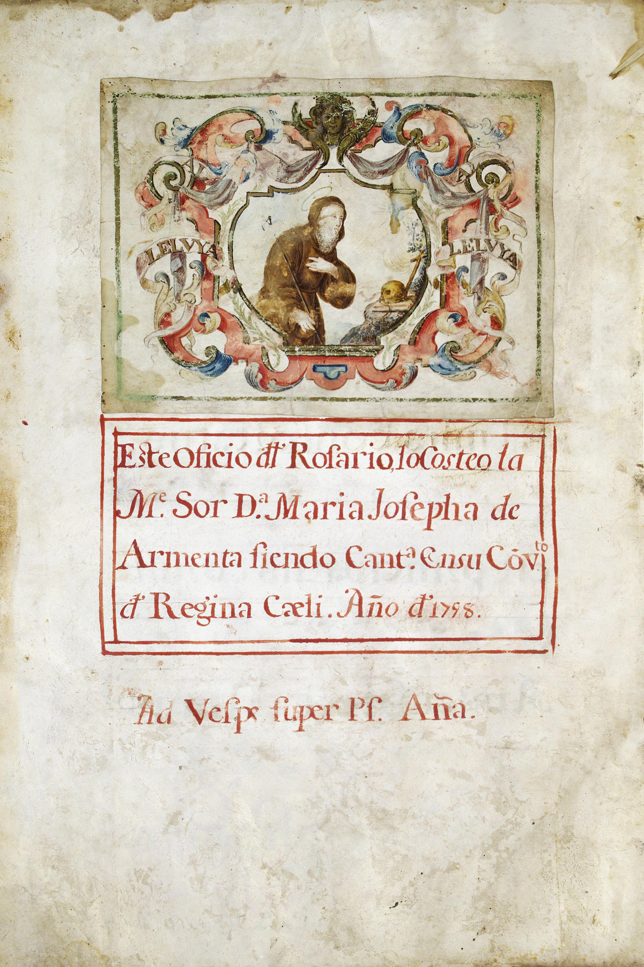 El Estado se ha hecho con un cantoral sobre pergamino de 1712 procedente del convento de Regina Coeli, en Córdoba, al ejercer el derecho de tanteo con cargo a los presupuestos de la Fundación Amigos de la Biblioteca Nacional de España cuando la pieza ha sido sacada a subasta en Madrid. EFE/ El Remate Subastas SOLO USO EDITORIAL/SOLO DISPONIBLE PARA ILUSTRAR LA NOTICIA QUE ACOMPAÑA (CRÉDITO OBLIGATORIO)
