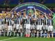 Los jugadores del Pachuca celebran la consecución de la "FIFA Challenger Cup" tras el partido que han jugado CF Pachuca y Al Ahly FC, en la semfinal de la FIFA Intercontinental Cup 2024 en Doha, Qatar. EFE/EPA/NOUSHAD THEKKAYIL