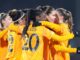 La jugadora del Real Madrid Signe Bruun (2d) celebra un gol durante el partido de la UEFA Women's Champions League kugado en Glasgow, Gran Bretaña, Reino Unido. EFE/EPA/ROBERT PERRY