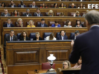 El líder del PP, Alberto Núñez Feijóo, interviene este miércoles en la última sesión de control del año en el Congreso. EFE/ Mariscal