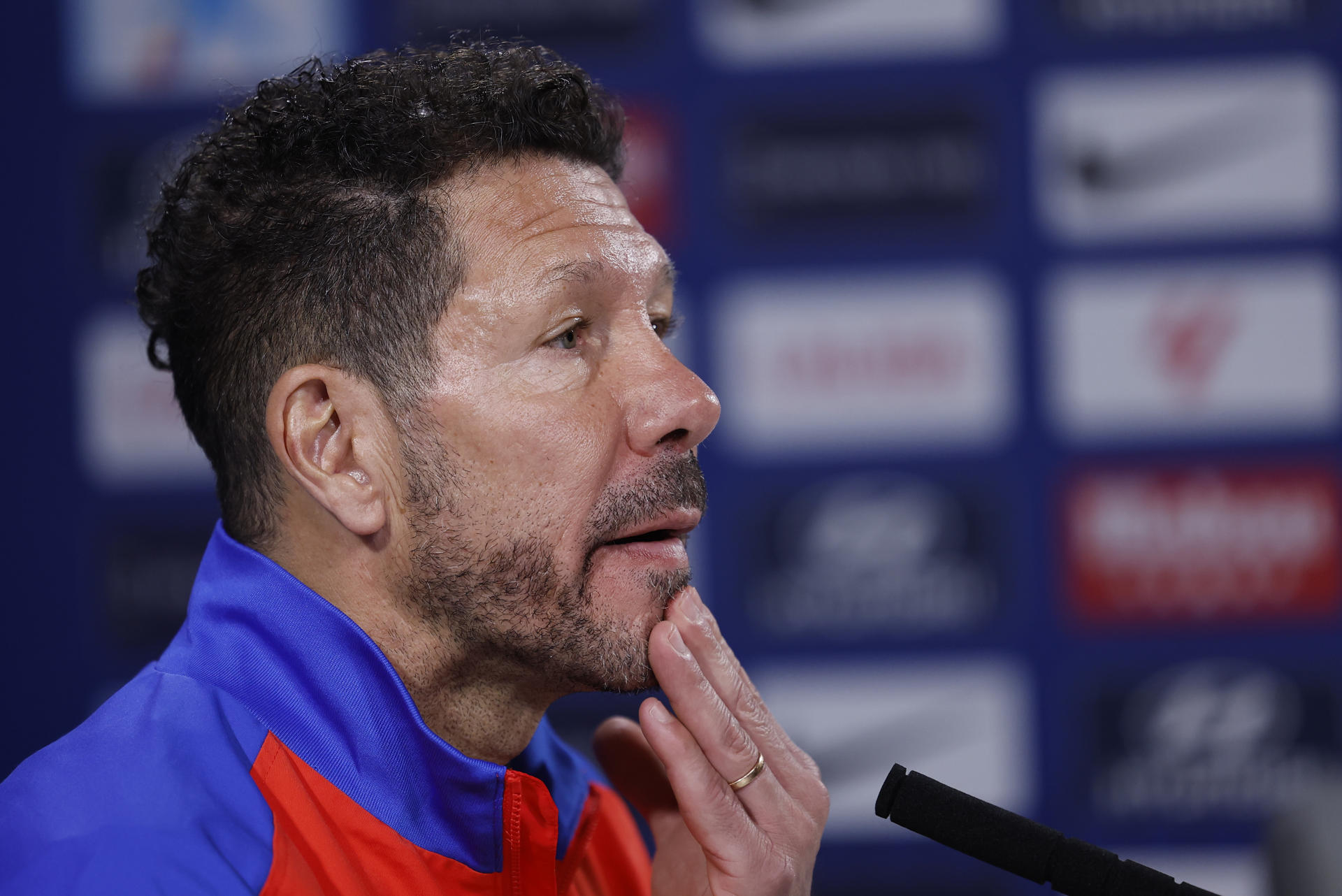 Simeone, durante la rueda de prensa. EFE/Chema Moya
