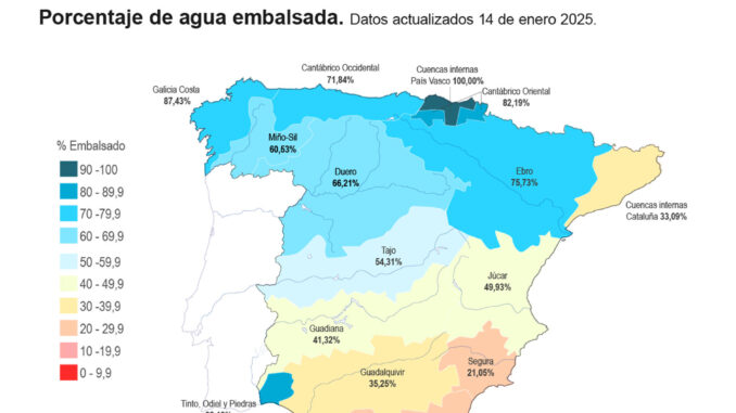 Detalle de la infografía de la Agencia EFE "Reserva hídrica de España", disponible en http://www.efeservicios.com. EFE
