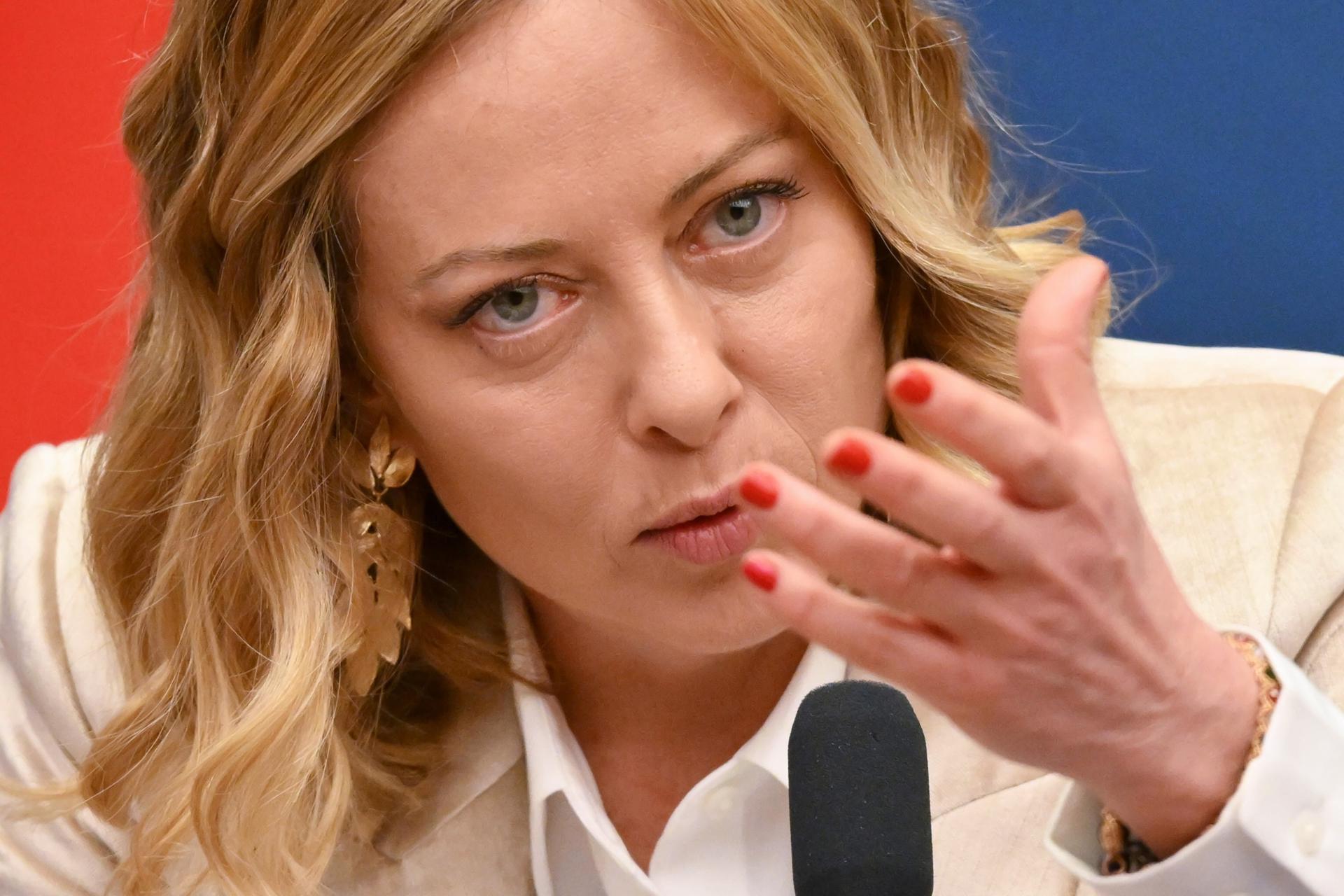 La primera ministra italiana Giorgia Meloni habla durante la conferencia de prensa de fin de año, en Roma, Italia, 09 de enero de 2025. (Italia, Roma) 
EFE/EPA/ALESSANDRO DI MEO
