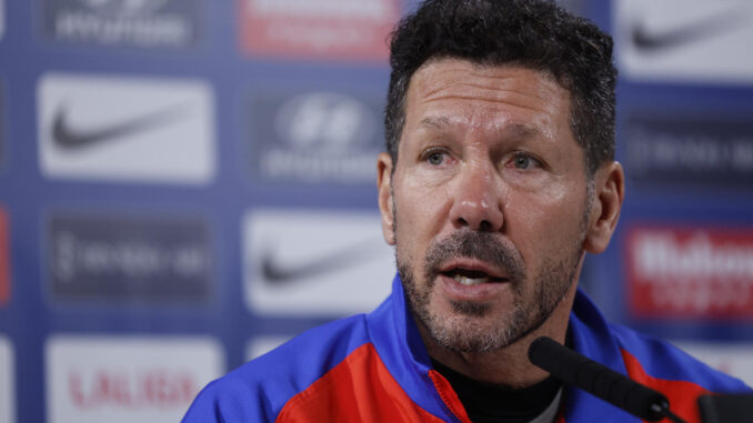 Simeone, durante la rueda de prensa. EFE/Chema Moya
