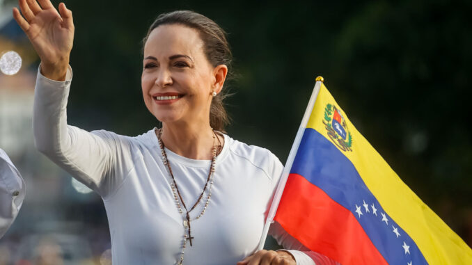 Fotografía de archivo en la que se observa a la líder de la oposición en Venezuela, María Corina Machado. EFE/ Miguel Gutiérrez
