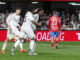 El centrocampista francés del Real Madrid Eduardo Camavinga (3i) celebra el segundo gol ante de la Deportiva Minera durante el partido correspondiente a los dieciseisavos de final de la Copa del Rey, que están disputando este lunes en el estadio Cartagonova en Cartagena. EFE/Marcial Guillén