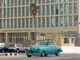 Un auto clásico de fabricación norteamericana, pasa frente a la embajada de Estados Unidos este miércoles, en La Habana (Cuba). EFE/ Ernesto Mastrascusa